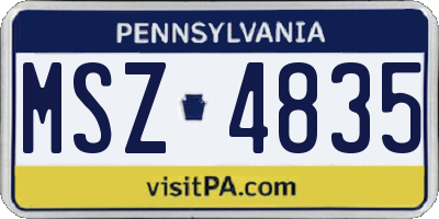 PA license plate MSZ4835