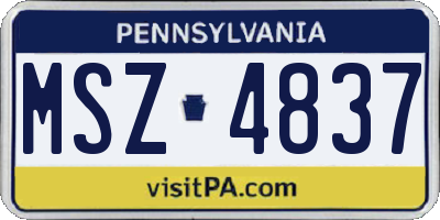 PA license plate MSZ4837
