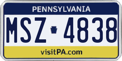 PA license plate MSZ4838