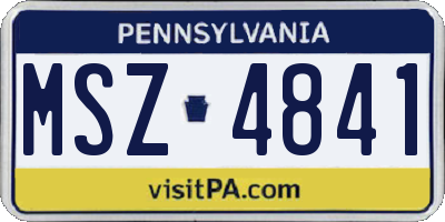 PA license plate MSZ4841