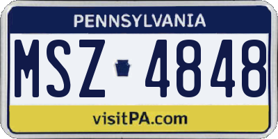 PA license plate MSZ4848