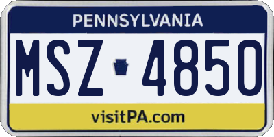 PA license plate MSZ4850