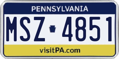 PA license plate MSZ4851