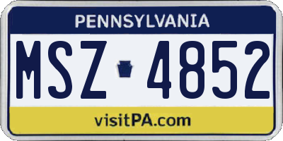 PA license plate MSZ4852