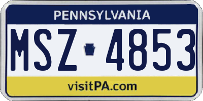 PA license plate MSZ4853