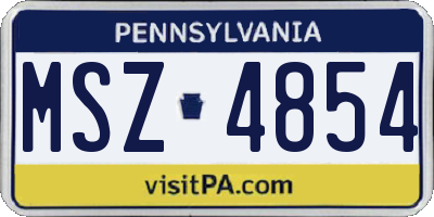 PA license plate MSZ4854