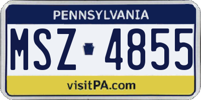 PA license plate MSZ4855
