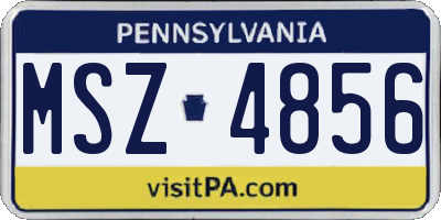PA license plate MSZ4856