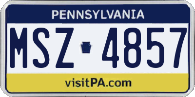 PA license plate MSZ4857