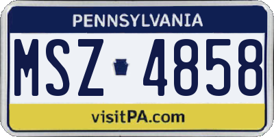 PA license plate MSZ4858