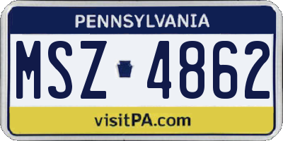 PA license plate MSZ4862