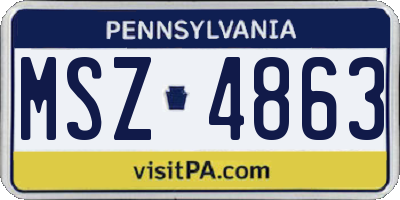 PA license plate MSZ4863