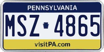 PA license plate MSZ4865