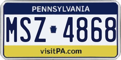 PA license plate MSZ4868
