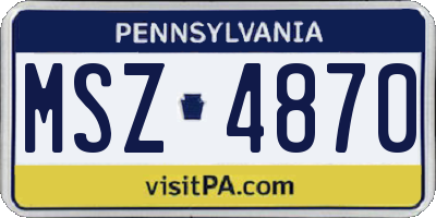 PA license plate MSZ4870