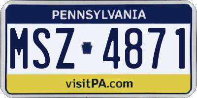PA license plate MSZ4871