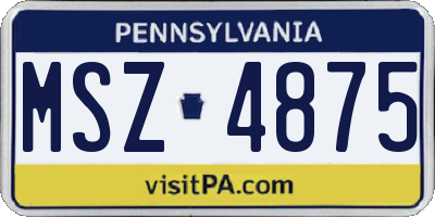 PA license plate MSZ4875