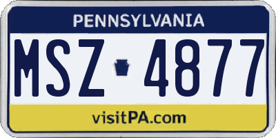 PA license plate MSZ4877