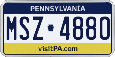 PA license plate MSZ4880