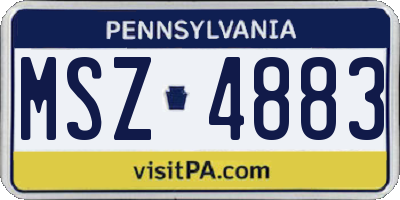 PA license plate MSZ4883