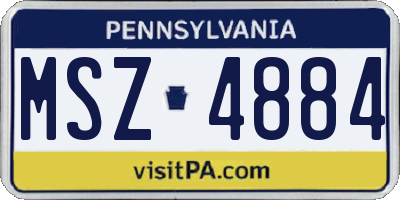PA license plate MSZ4884