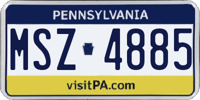 PA license plate MSZ4885