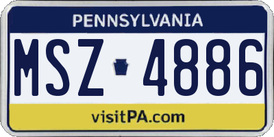 PA license plate MSZ4886