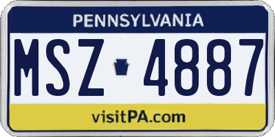 PA license plate MSZ4887