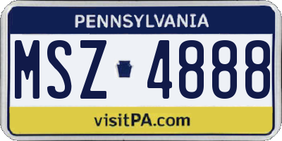 PA license plate MSZ4888