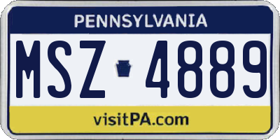 PA license plate MSZ4889