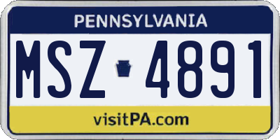 PA license plate MSZ4891