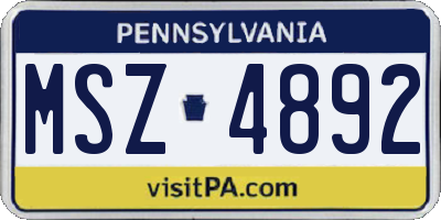 PA license plate MSZ4892