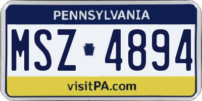 PA license plate MSZ4894