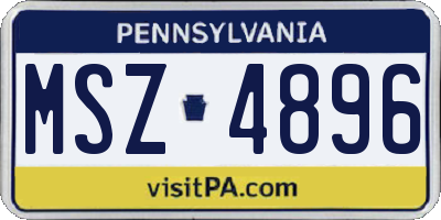 PA license plate MSZ4896