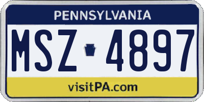 PA license plate MSZ4897