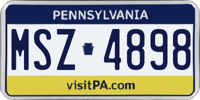 PA license plate MSZ4898