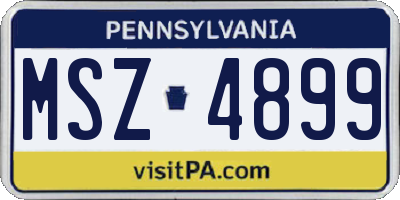 PA license plate MSZ4899