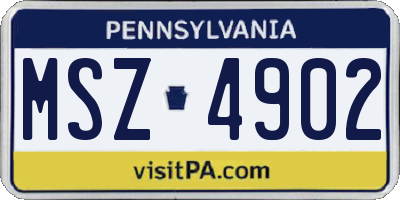 PA license plate MSZ4902