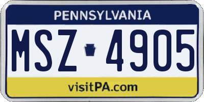 PA license plate MSZ4905