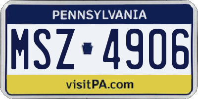 PA license plate MSZ4906