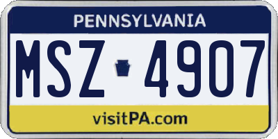 PA license plate MSZ4907