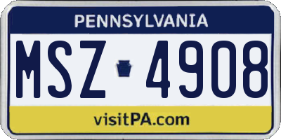 PA license plate MSZ4908