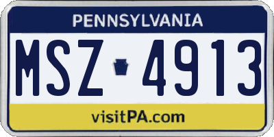 PA license plate MSZ4913
