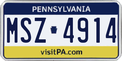PA license plate MSZ4914