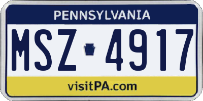 PA license plate MSZ4917