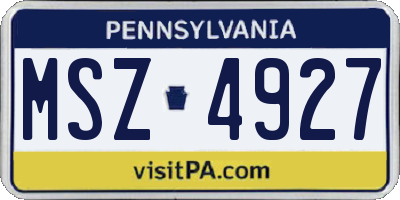 PA license plate MSZ4927
