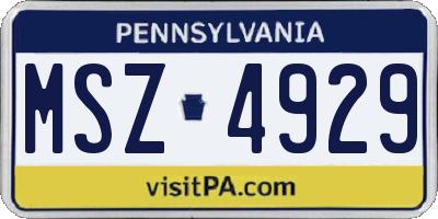 PA license plate MSZ4929
