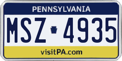 PA license plate MSZ4935