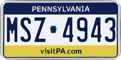 PA license plate MSZ4943