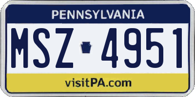 PA license plate MSZ4951